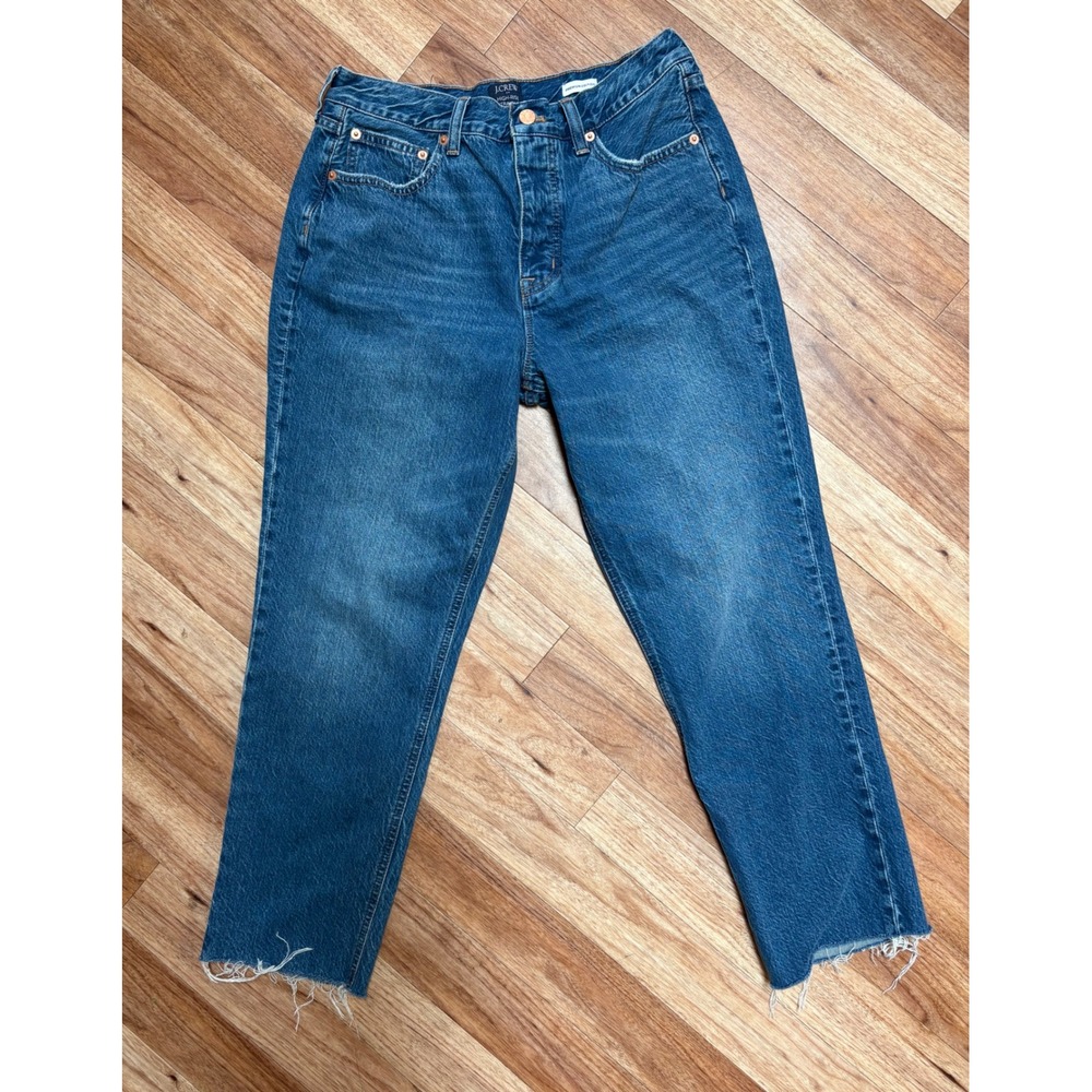 J.Crew High-Rise Straight Jeans Premium Edition Raw Hem Blue Denim 29 Womens